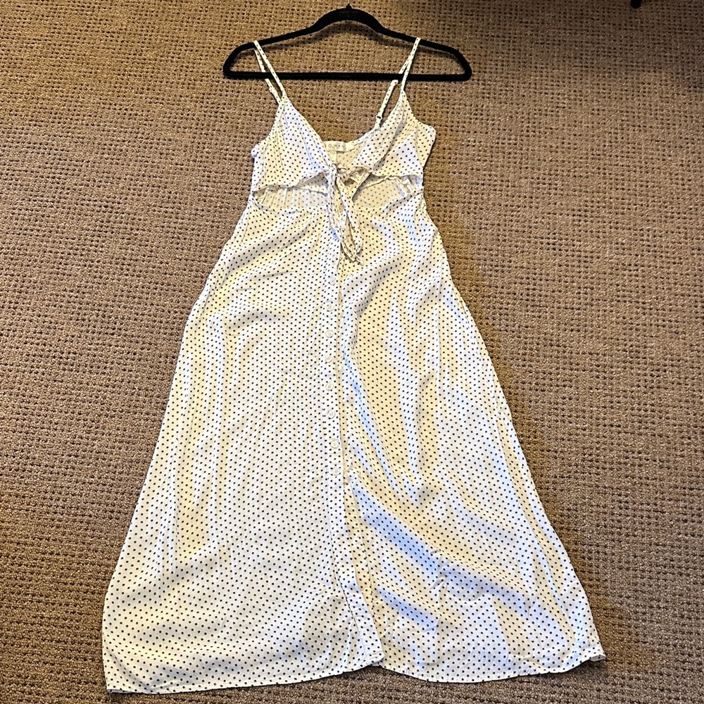 Elegant White Polka Dot Maxi Dress